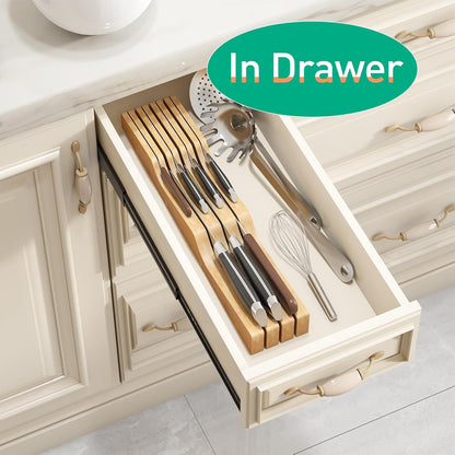 Knife Drawer Organizer (Natural, 15 Knives Organizer)