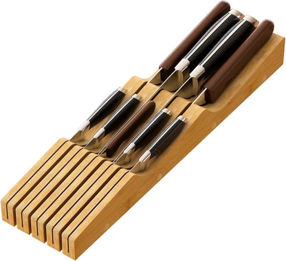 Knife Drawer Organizer (Natural, 15 Knives Organizer)