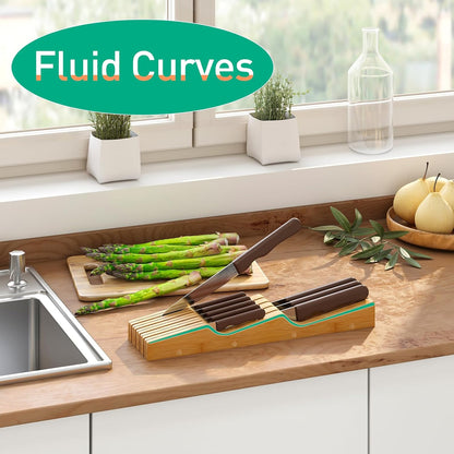Knife Drawer Organizer (Natural, 15 Knives Organizer)