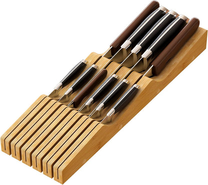 Knife Drawer Organizer (Natural, 15 Knives Organizer)
