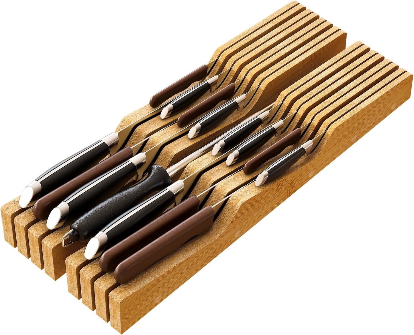 Knife Drawer Organizer (Natural, 15 Knives Organizer)