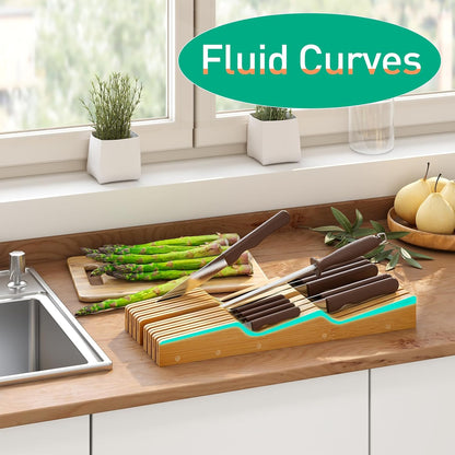 Knife Drawer Organizer (Natural, 15 Knives Organizer)
