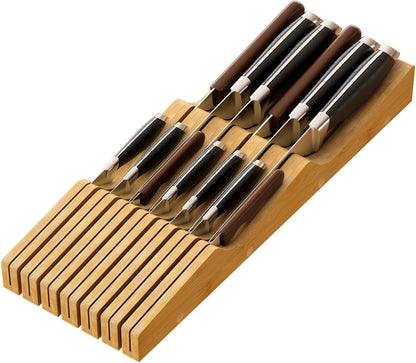 Knife Drawer Organizer (Natural, 15 Knives Organizer)