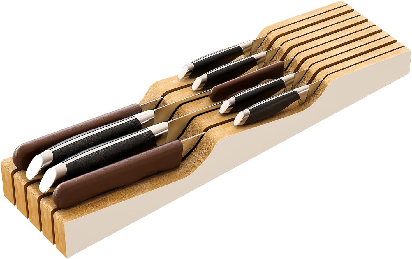 Knife Drawer Organizer (Natural, 15 Knives Organizer)