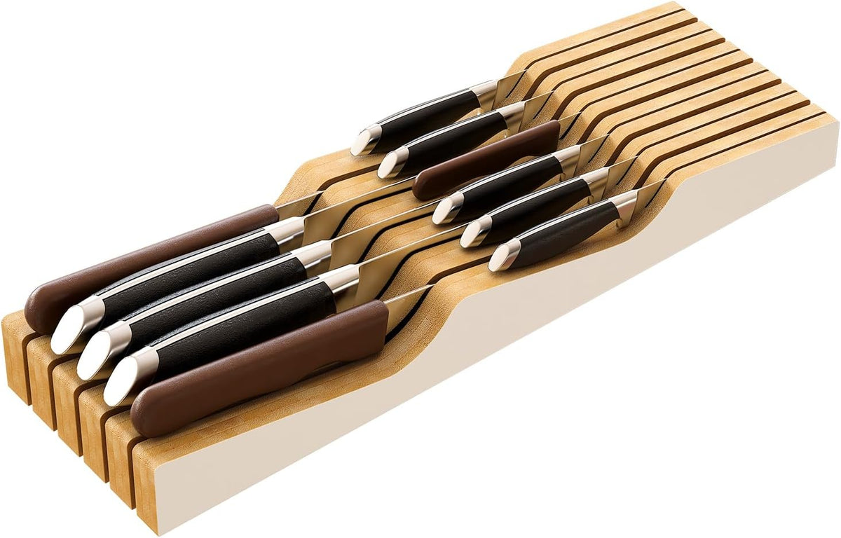 Knife Drawer Organizer (Natural, 15 Knives Organizer)