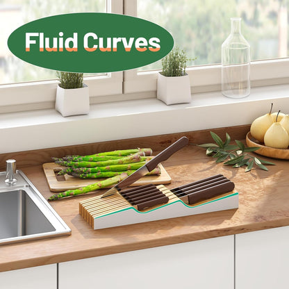 Knife Drawer Organizer (Natural, 15 Knives Organizer)