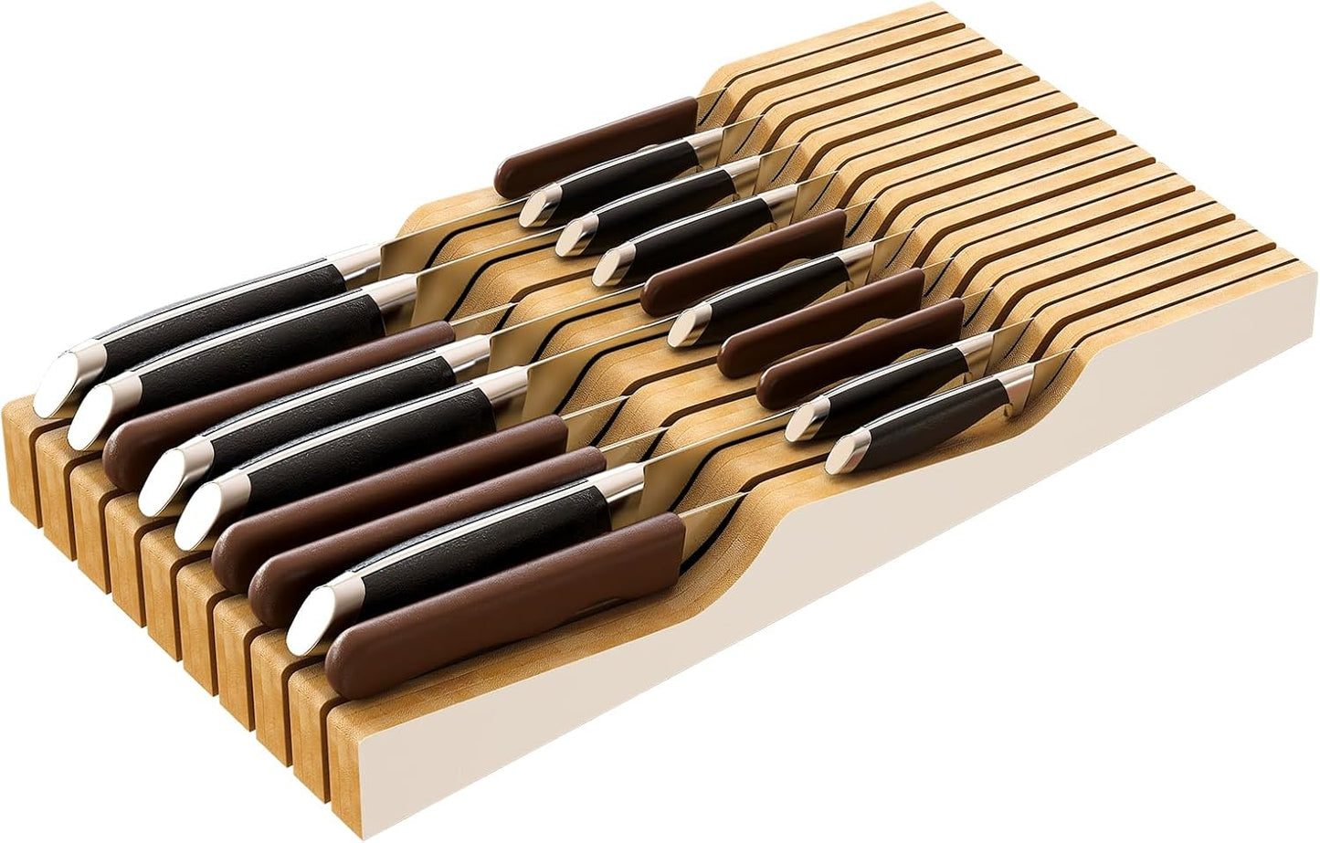 Knife Drawer Organizer (Natural, 15 Knives Organizer)