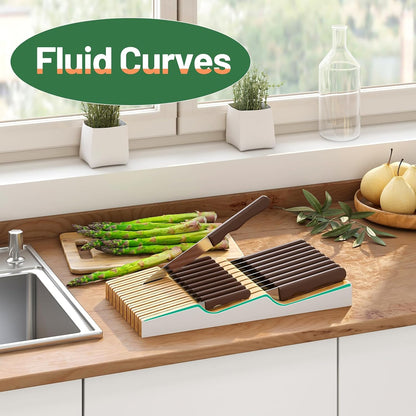 Knife Drawer Organizer (Natural, 15 Knives Organizer)