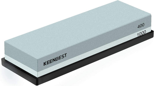 KEENBEST Actual Grit Premium Material Sharpening Stone 2 Side 400 1000 Whetstone Set Kitchen Knife Sharpener Stone Wet Stones for Sharping Knives Kit with Non-slip Rubber Base