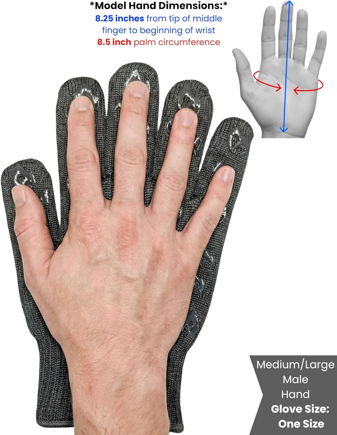 Oven Gloves with Fingers - 932°F Extreme Heat Proof and Cut Resistant Mitts for Kitchen, BBQ, Grill, Baking, Fire Pit - EN407 Certified with Non-Slip Silicone Grip and Cotton Lined for Comfort