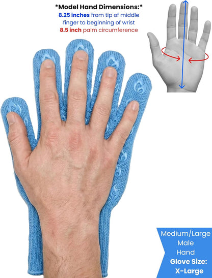 Oven Gloves with Fingers - 932°F Extreme Heat Proof and Cut Resistant Mitts for Kitchen, BBQ, Grill, Baking, Fire Pit - EN407 Certified with Non-Slip Silicone Grip and Cotton Lined for Comfort