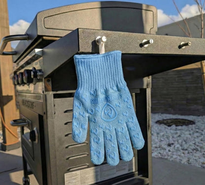 Oven Gloves with Fingers - 932°F Extreme Heat Proof and Cut Resistant Mitts for Kitchen, BBQ, Grill, Baking, Fire Pit - EN407 Certified with Non-Slip Silicone Grip and Cotton Lined for Comfort