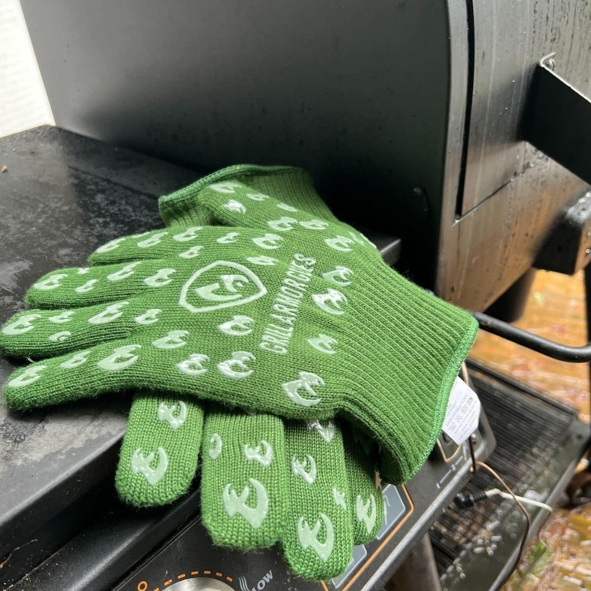Oven Gloves with Fingers - 932°F Extreme Heat Proof and Cut Resistant Mitts for Kitchen, BBQ, Grill, Baking, Fire Pit - EN407 Certified with Non-Slip Silicone Grip and Cotton Lined for Comfort