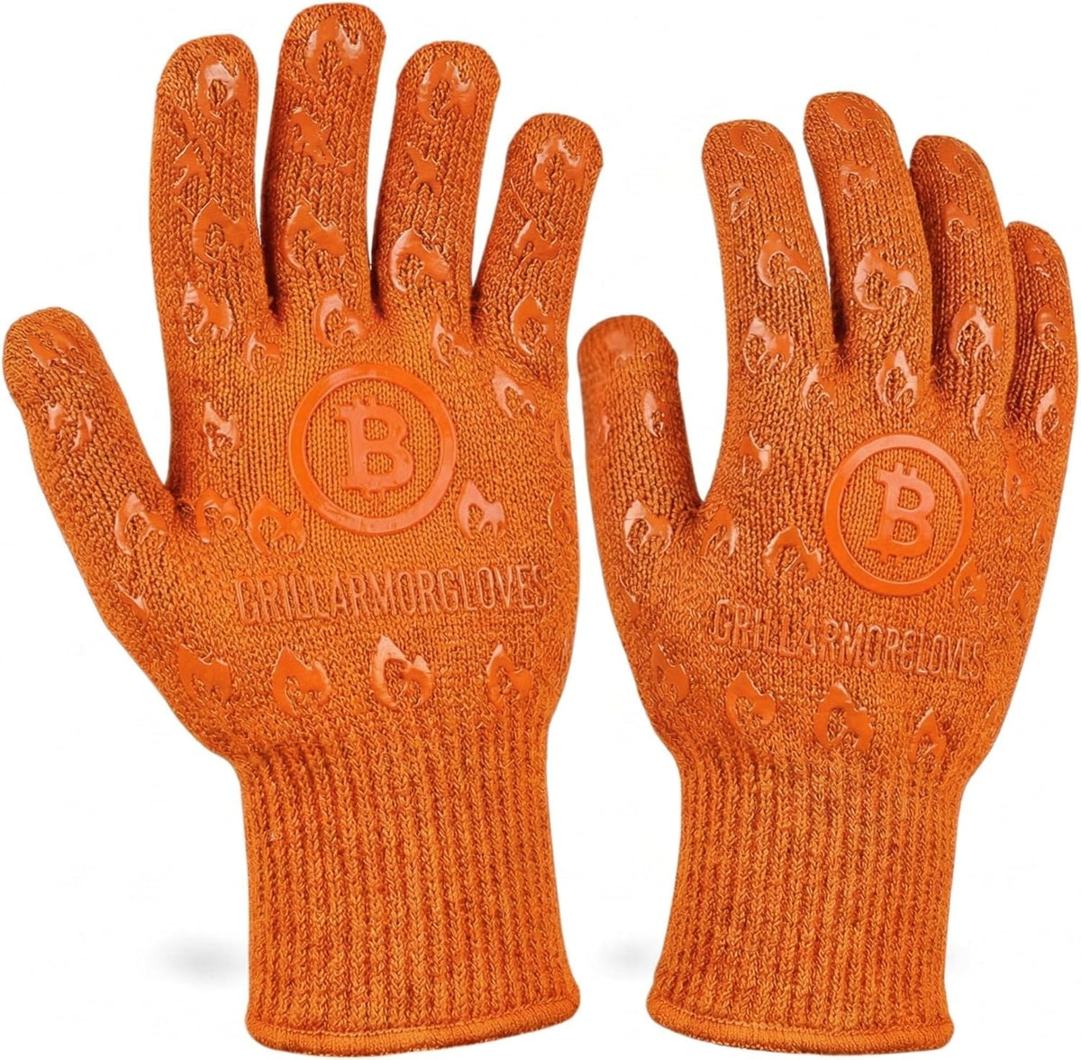Oven Gloves with Fingers - 932°F Extreme Heat Proof and Cut Resistant Mitts for Kitchen, BBQ, Grill, Baking, Fire Pit - EN407 Certified with Non-Slip Silicone Grip and Cotton Lined for Comfort