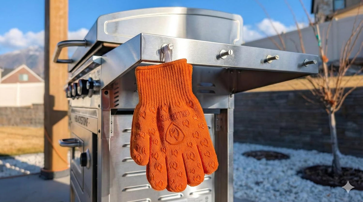 Oven Gloves with Fingers - 932°F Extreme Heat Proof and Cut Resistant Mitts for Kitchen, BBQ, Grill, Baking, Fire Pit - EN407 Certified with Non-Slip Silicone Grip and Cotton Lined for Comfort