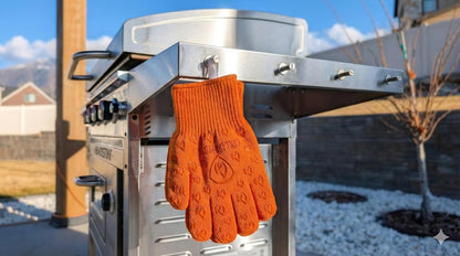 Oven Gloves with Fingers - 932°F Extreme Heat Proof and Cut Resistant Mitts for Kitchen, BBQ, Grill, Baking, Fire Pit - EN407 Certified with Non-Slip Silicone Grip and Cotton Lined for Comfort
