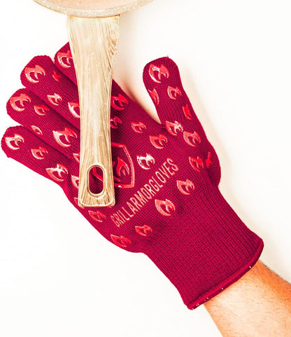 Oven Gloves with Fingers - 932°F Extreme Heat Proof and Cut Resistant Mitts for Kitchen, BBQ, Grill, Baking, Fire Pit - EN407 Certified with Non-Slip Silicone Grip and Cotton Lined for Comfort