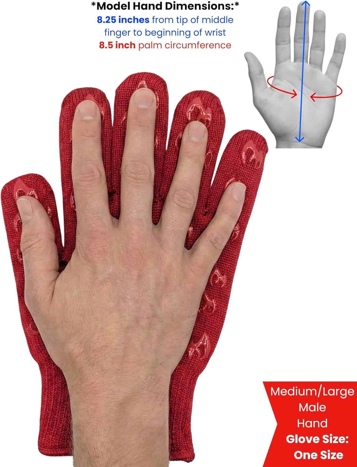 Oven Gloves with Fingers - 932°F Extreme Heat Proof and Cut Resistant Mitts for Kitchen, BBQ, Grill, Baking, Fire Pit - EN407 Certified with Non-Slip Silicone Grip and Cotton Lined for Comfort