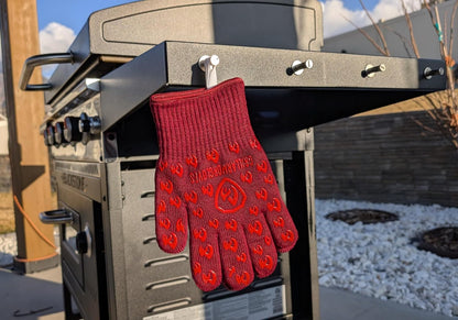 Oven Gloves with Fingers - 932°F Extreme Heat Proof and Cut Resistant Mitts for Kitchen, BBQ, Grill, Baking, Fire Pit - EN407 Certified with Non-Slip Silicone Grip and Cotton Lined for Comfort
