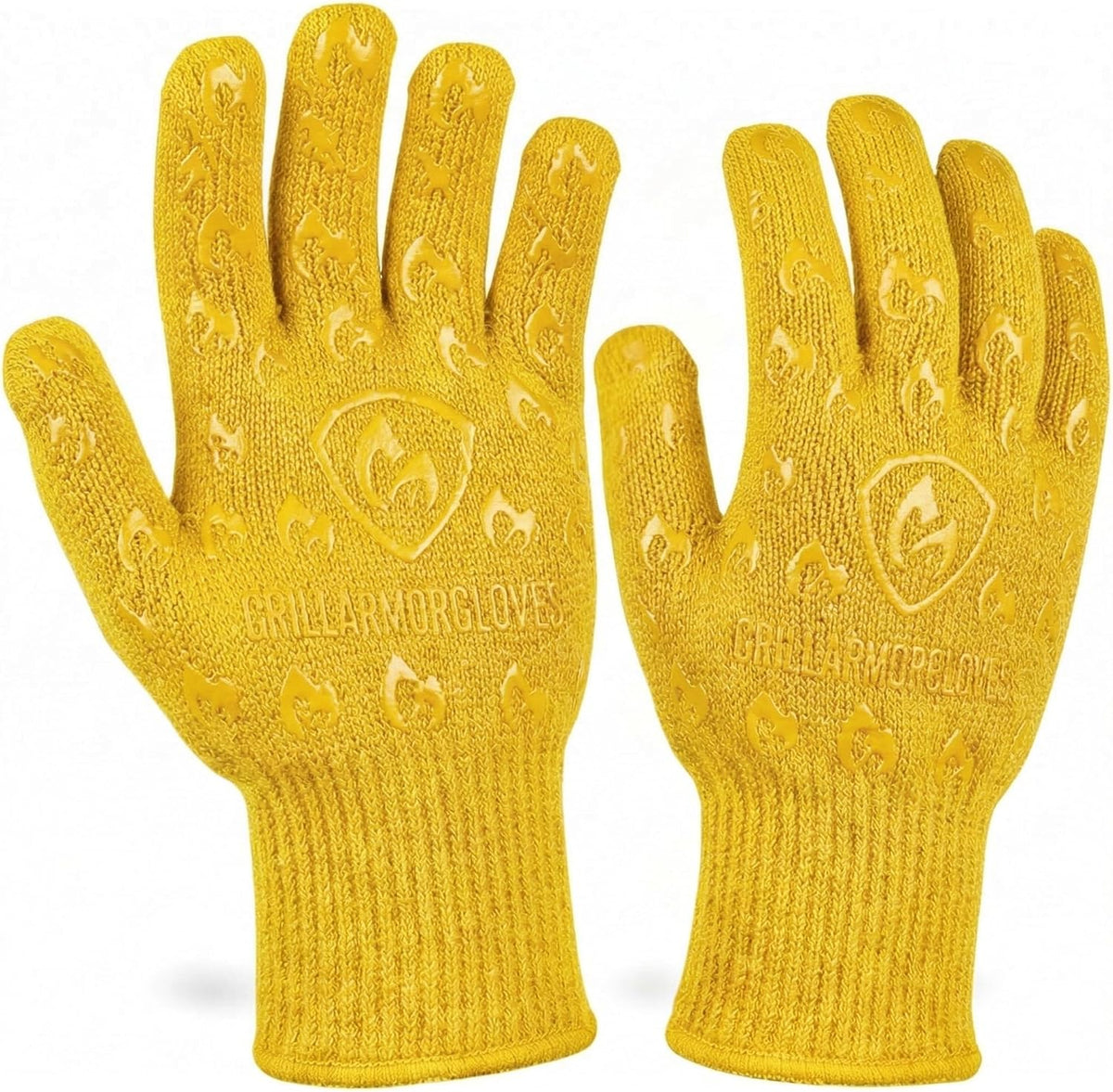 Oven Gloves with Fingers - 932°F Extreme Heat Proof and Cut Resistant Mitts for Kitchen, BBQ, Grill, Baking, Fire Pit - EN407 Certified with Non-Slip Silicone Grip and Cotton Lined for Comfort