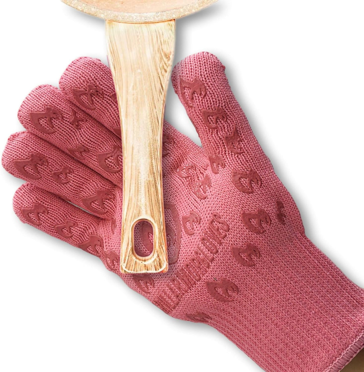 Oven Gloves with Fingers - 932°F Extreme Heat Proof and Cut Resistant Mitts for Kitchen, BBQ, Grill, Baking, Fire Pit - EN407 Certified with Non-Slip Silicone Grip and Cotton Lined for Comfort