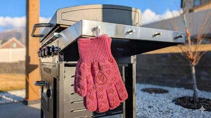 Oven Gloves with Fingers - 932°F Extreme Heat Proof and Cut Resistant Mitts for Kitchen, BBQ, Grill, Baking, Fire Pit - EN407 Certified with Non-Slip Silicone Grip and Cotton Lined for Comfort