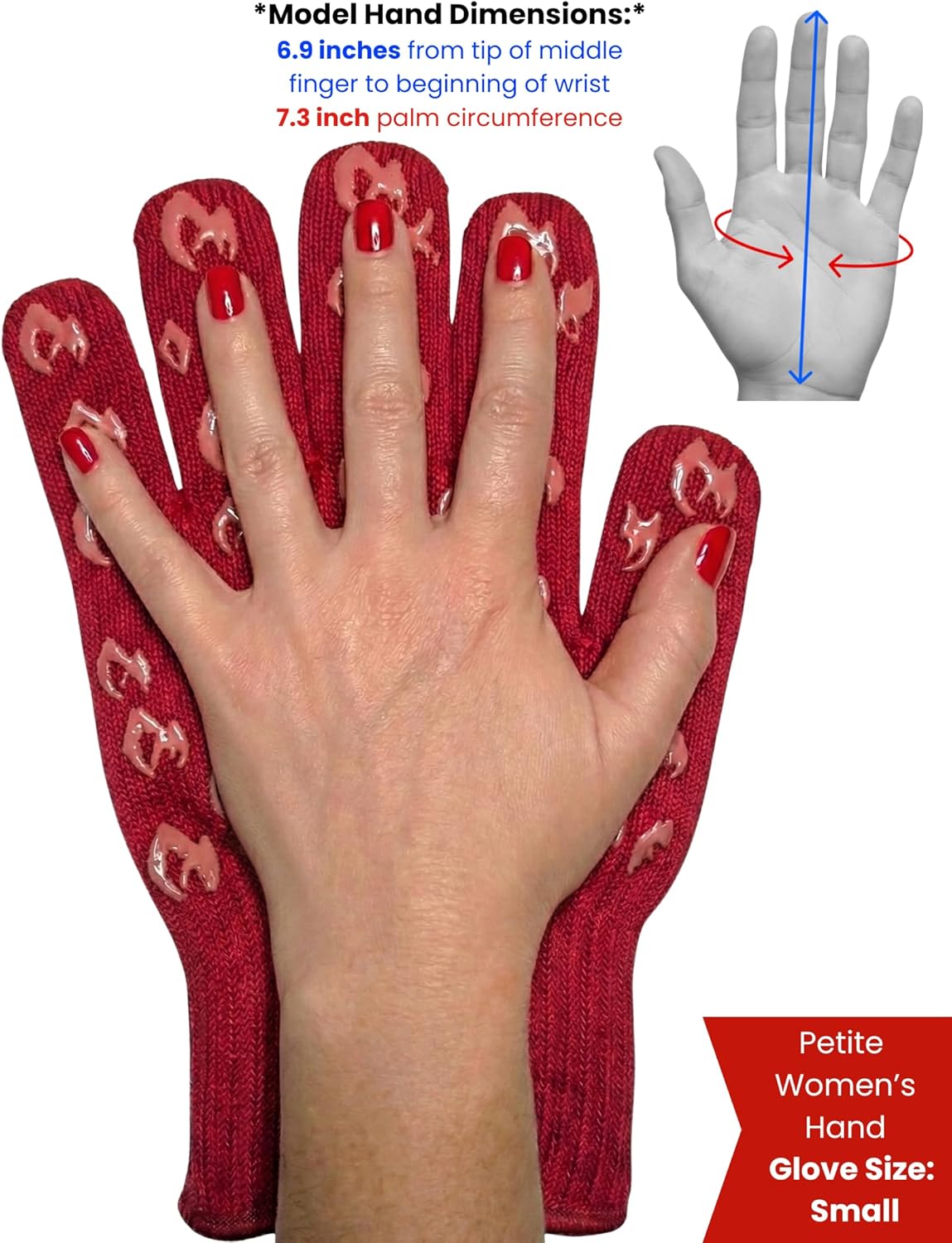 Oven Gloves with Fingers - 932°F Extreme Heat Proof and Cut Resistant Mitts for Kitchen, BBQ, Grill, Baking, Fire Pit - EN407 Certified with Non-Slip Silicone Grip and Cotton Lined for Comfort
