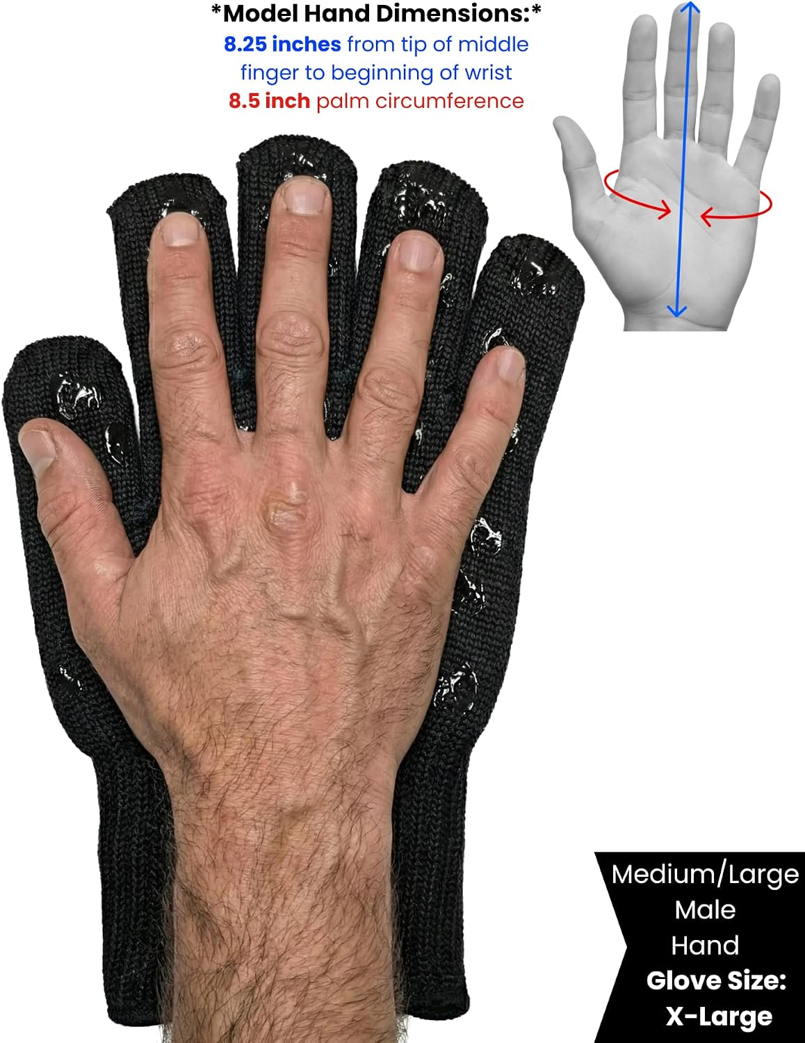 Oven Gloves with Fingers - 932°F Extreme Heat Proof and Cut Resistant Mitts for Kitchen, BBQ, Grill, Baking, Fire Pit - EN407 Certified with Non-Slip Silicone Grip and Cotton Lined for Comfort