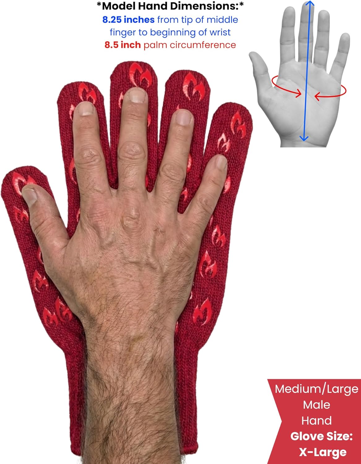 Oven Gloves with Fingers - 932°F Extreme Heat Proof and Cut Resistant Mitts for Kitchen, BBQ, Grill, Baking, Fire Pit - EN407 Certified with Non-Slip Silicone Grip and Cotton Lined for Comfort