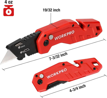 Folding Utility Knife, Quick Change Box Cutter | Pink Razor Knife for Cartons, Cardboard, Boxes, 10 Extra Blades Included - Pink Ribbon