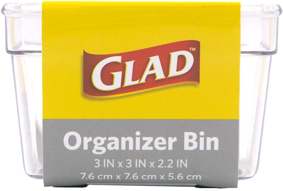 Glad Plastic Drawer Storage Tray – Heavy Duty Organizer Bin for Home, Kitchen, Bath, Bedroom, Office | Non-Slip Feet, 13" x 3.25", Clear