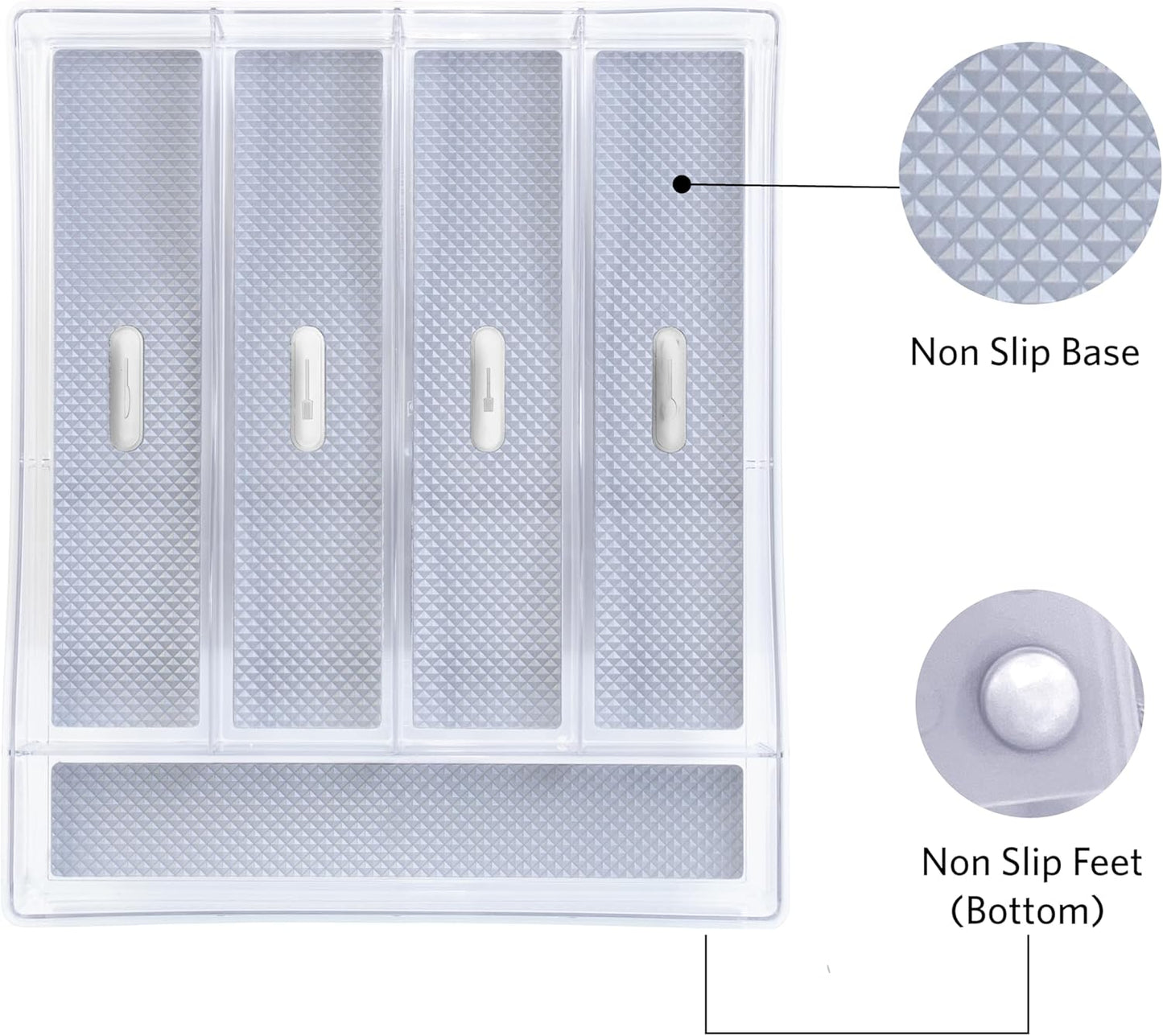 Glad Plastic Drawer Storage Tray – Heavy Duty Organizer Bin for Home, Kitchen, Bath, Bedroom, Office | Non-Slip Feet, 13" x 3.25", Clear