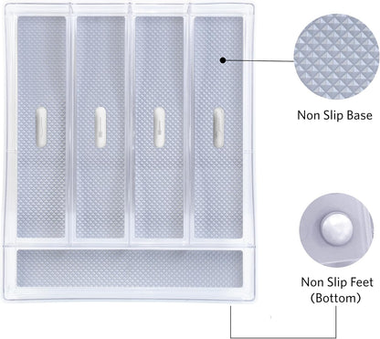 Glad Plastic Drawer Storage Tray – Heavy Duty Organizer Bin for Home, Kitchen, Bath, Bedroom, Office | Non-Slip Feet, 13" x 3.25", Clear