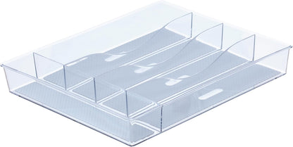 Glad Plastic Drawer Storage Tray – Heavy Duty Organizer Bin for Home, Kitchen, Bath, Bedroom, Office | Non-Slip Feet, 13" x 3.25", Clear