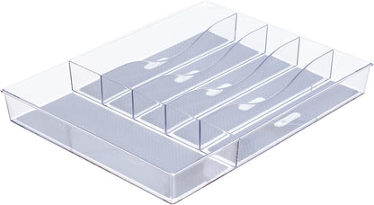 Glad Plastic Drawer Storage Tray – Heavy Duty Organizer Bin for Home, Kitchen, Bath, Bedroom, Office | Non-Slip Feet, 13" x 3.25", Clear