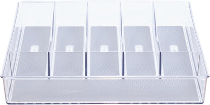 Glad Plastic Drawer Storage Tray – Heavy Duty Organizer Bin for Home, Kitchen, Bath, Bedroom, Office | Non-Slip Feet, 13" x 3.25", Clear