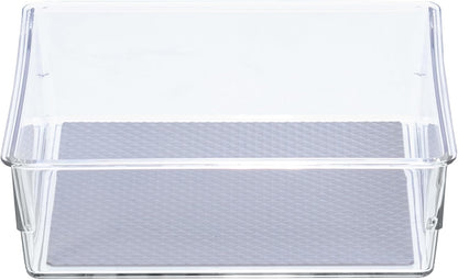 Glad Plastic Drawer Storage Tray – Heavy Duty Organizer Bin for Home, Kitchen, Bath, Bedroom, Office | Non-Slip Feet, 13" x 3.25", Clear