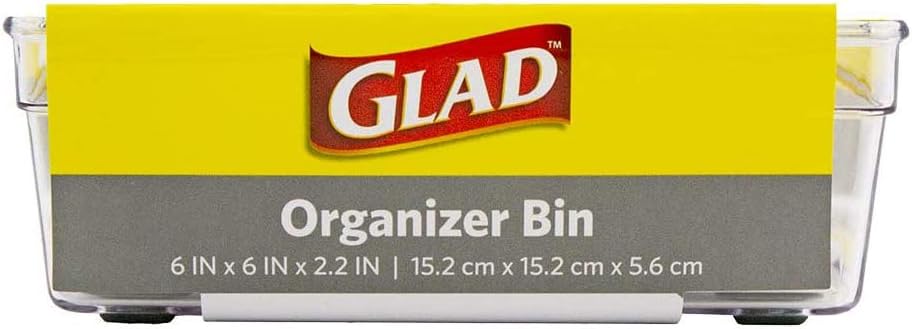 Glad Plastic Drawer Storage Tray – Heavy Duty Organizer Bin for Home, Kitchen, Bath, Bedroom, Office | Non-Slip Feet, 13" x 3.25", Clear