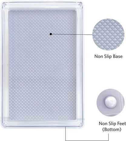 Glad Plastic Drawer Storage Tray – Heavy Duty Organizer Bin for Home, Kitchen, Bath, Bedroom, Office | Non-Slip Feet, 13" x 3.25", Clear
