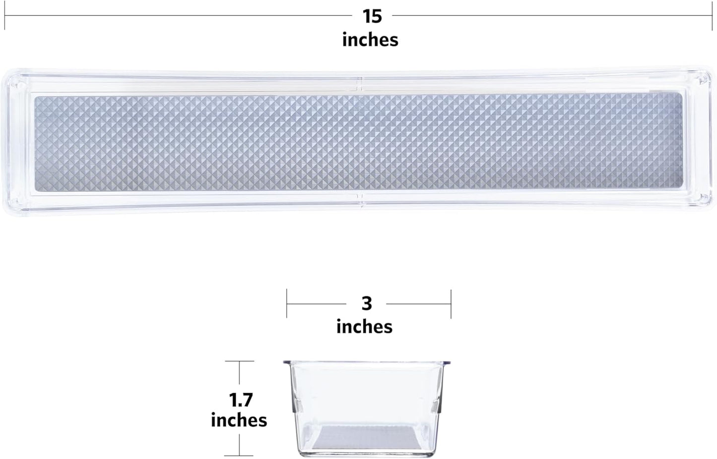 Glad Plastic Drawer Storage Tray – Heavy Duty Organizer Bin for Home, Kitchen, Bath, Bedroom, Office | Non-Slip Feet, 13" x 3.25", Clear