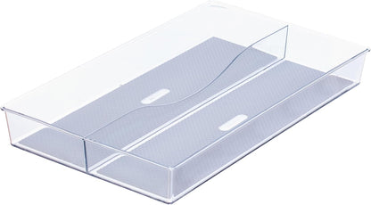 Glad Plastic Drawer Storage Tray – Heavy Duty Organizer Bin for Home, Kitchen, Bath, Bedroom, Office | Non-Slip Feet, 13" x 3.25", Clear