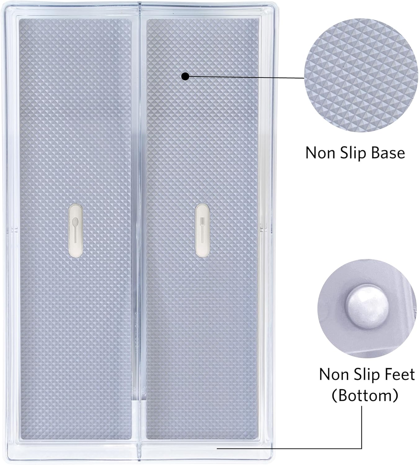 Glad Plastic Drawer Storage Tray – Heavy Duty Organizer Bin for Home, Kitchen, Bath, Bedroom, Office | Non-Slip Feet, 13" x 3.25", Clear