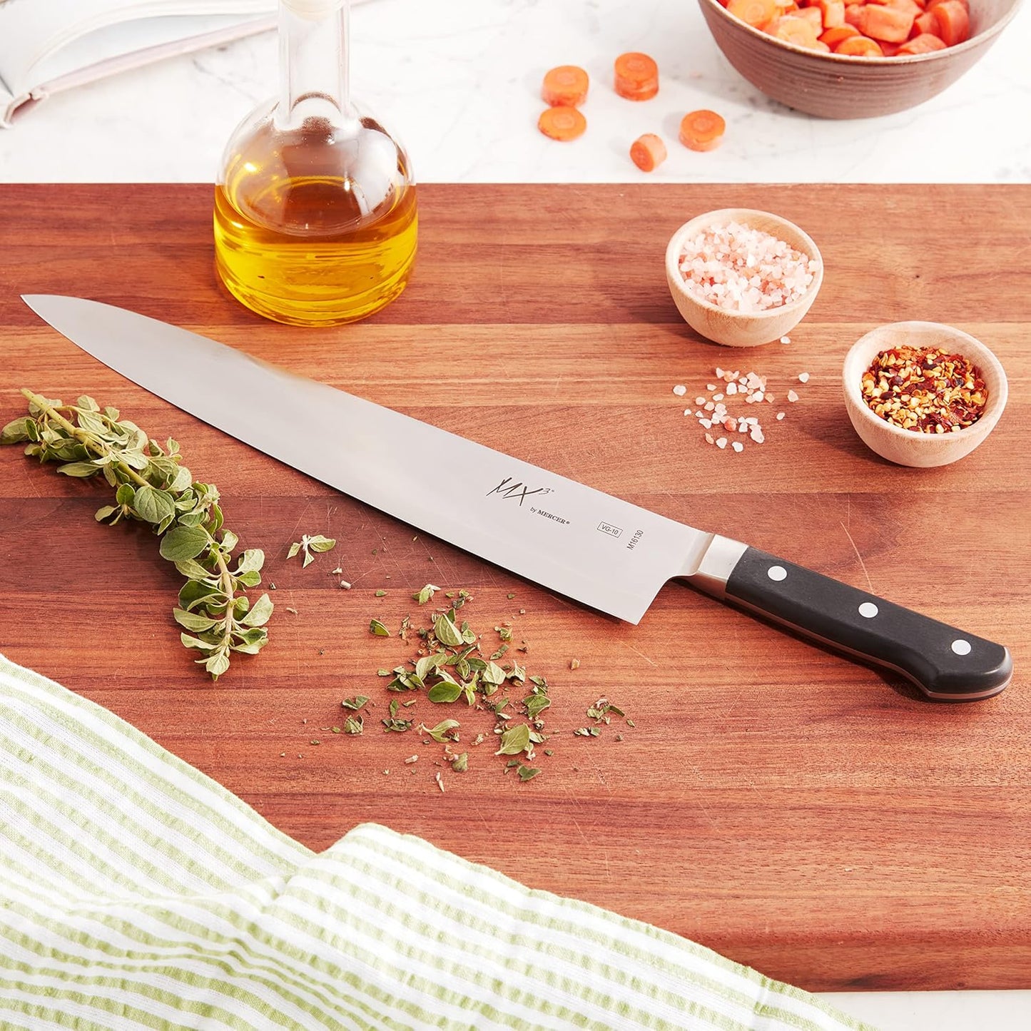 MX3 Premium San Mai VG-10 Steel Core Blade Petty Knife, 150mm 6 Inch,Black