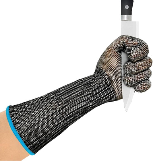 Butcher Gloves Stainless Steel With Long Sleeves Cut Resistant Glove Metal Level 5 Cutting Glove for Meat Slicer