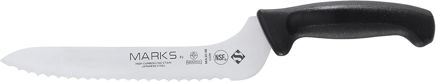 Marks Series 9 in Offset Bread or Sandwich Knife with Serrated Edge and Black Handle