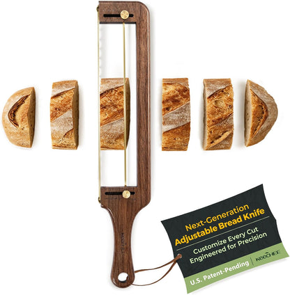 Bread Pilot Adjustable Bread Knife – Upgraded Bread Slicer for Homemade & Sourdough Loaves, Serrated Stainless Blade with Precision Thickness Guide, Gift for Artisan Bakers
