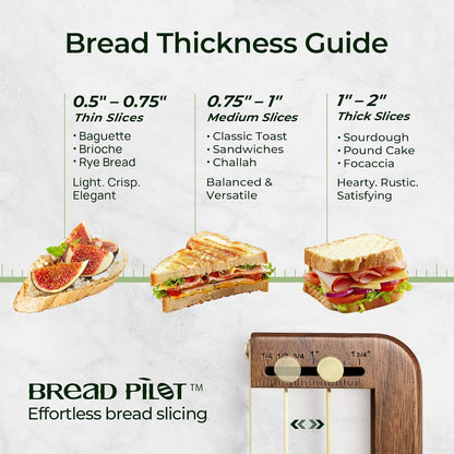 Bread Pilot Adjustable Bread Knife – Upgraded Bread Slicer for Homemade & Sourdough Loaves, Serrated Stainless Blade with Precision Thickness Guide, Gift for Artisan Bakers