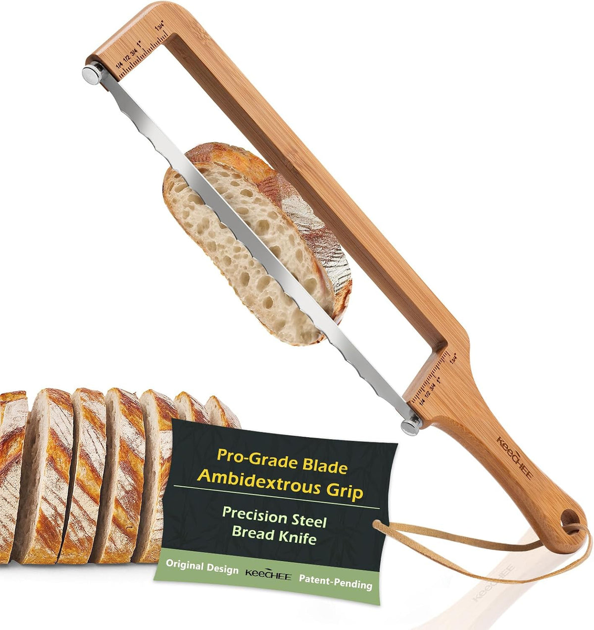 Bread Pilot Adjustable Bread Knife – Upgraded Bread Slicer for Homemade & Sourdough Loaves, Serrated Stainless Blade with Precision Thickness Guide, Gift for Artisan Bakers
