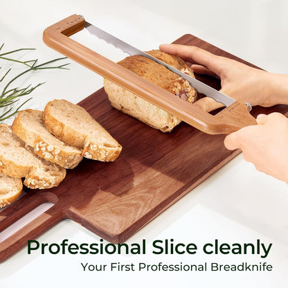 Bread Pilot Adjustable Bread Knife – Upgraded Bread Slicer for Homemade & Sourdough Loaves, Serrated Stainless Blade with Precision Thickness Guide, Gift for Artisan Bakers