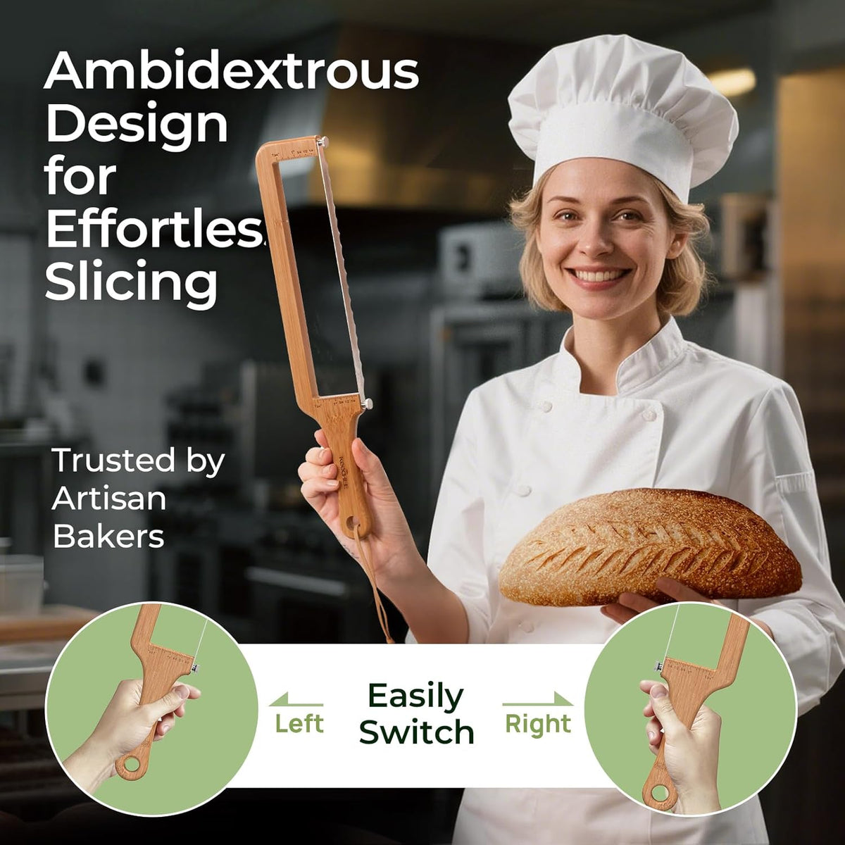 Bread Pilot Adjustable Bread Knife – Upgraded Bread Slicer for Homemade & Sourdough Loaves, Serrated Stainless Blade with Precision Thickness Guide, Gift for Artisan Bakers